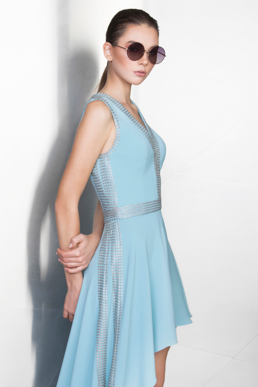Sky blue short dress - Fashion Designer