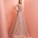 Fully beaded strapless pink dress