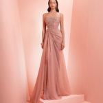 Chiffon pink dress with embroidery