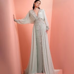 Muslin beaded dress with long sleeve