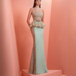 Strapless mint green dress beaded dress