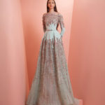 Mint Green beaded dress with Fushia embroidery