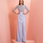 Light blue jumpsuit with embroidery