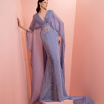 Blue purple beaded  muslin dress