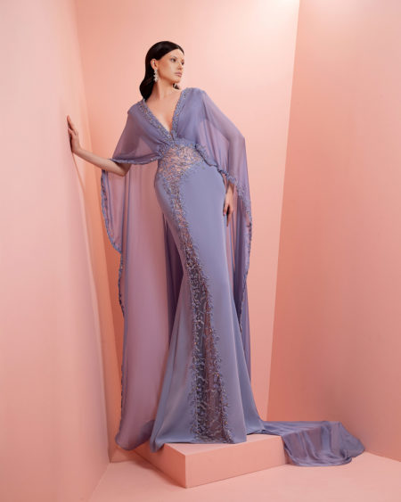 Blue purple beaded  muslin dress