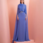 Muslin blue dress with long scarves