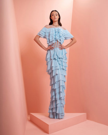 Light blue ruffles dress