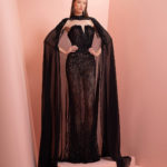 Black fully beaded dress with long scarves