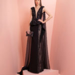 Black beaded dress with long  muslin scarves