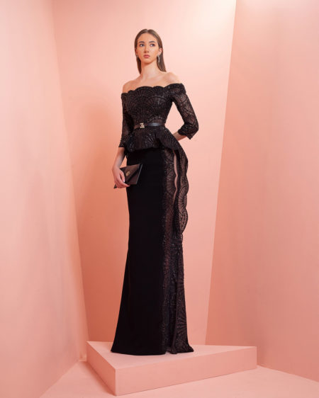 Black crepe and embroidery dress