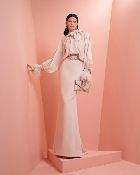 Off- white dress with long sleeve