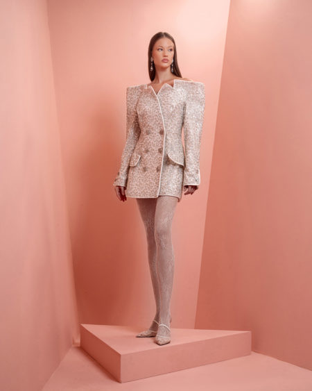 Short beaded off- white Dress