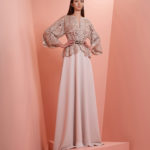 Beige Crepe and lace long dress