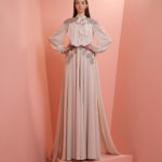 Muslin off- white dress with  silver embroidery