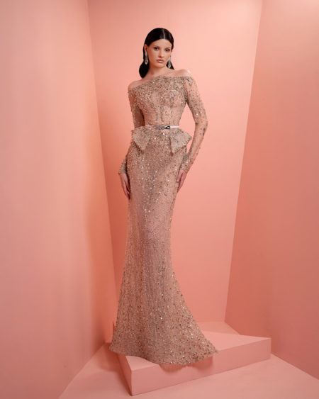 Beige dress with gold beading