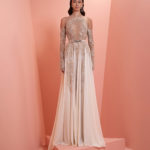 off- white beaded dress with beaded  gloves
