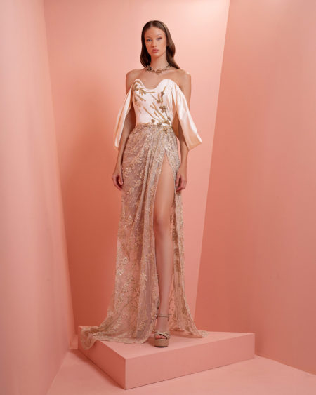 off- white gold beaded dress