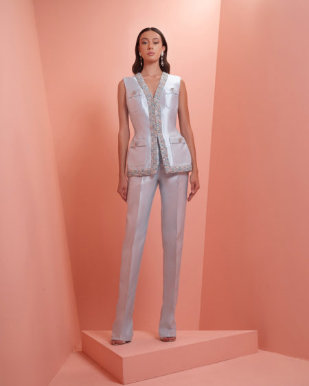 Light Blue pant & embroidery gillet